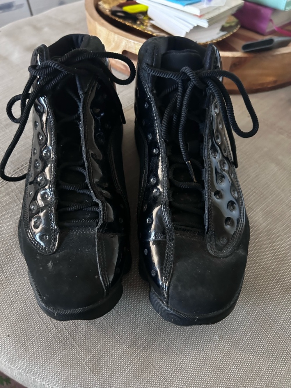 13 Jordan Black Lace-Up High-Top Shoes
